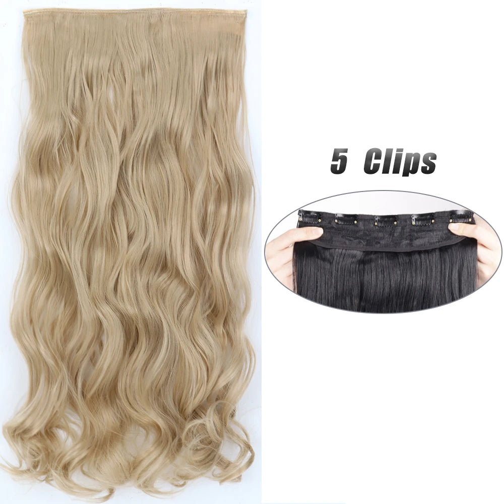 Synthetic Wig 5 Clip In Hair Accessories and Extensions Long Straight Wigs Hair Style Hairpiece Black Brown Blonde 80CM Natural Fake Hair For Women