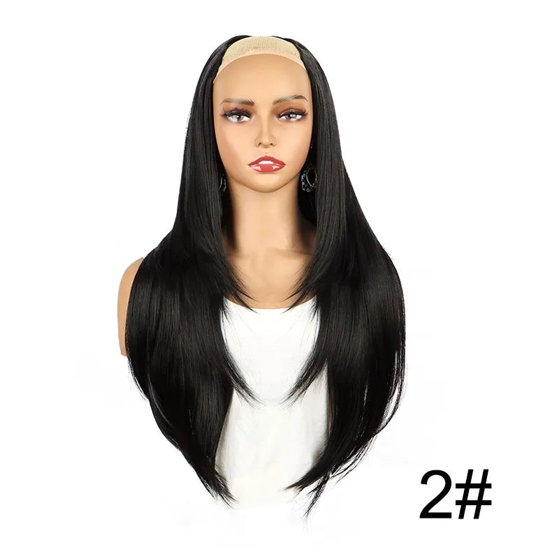 Wigs WIGSIN 22Inch Synthetic V-shaped Layered 4 Clips Long Straight Hair Extension and Accessories Fashion Invisible Hairpiece Wig for Women Daily Use