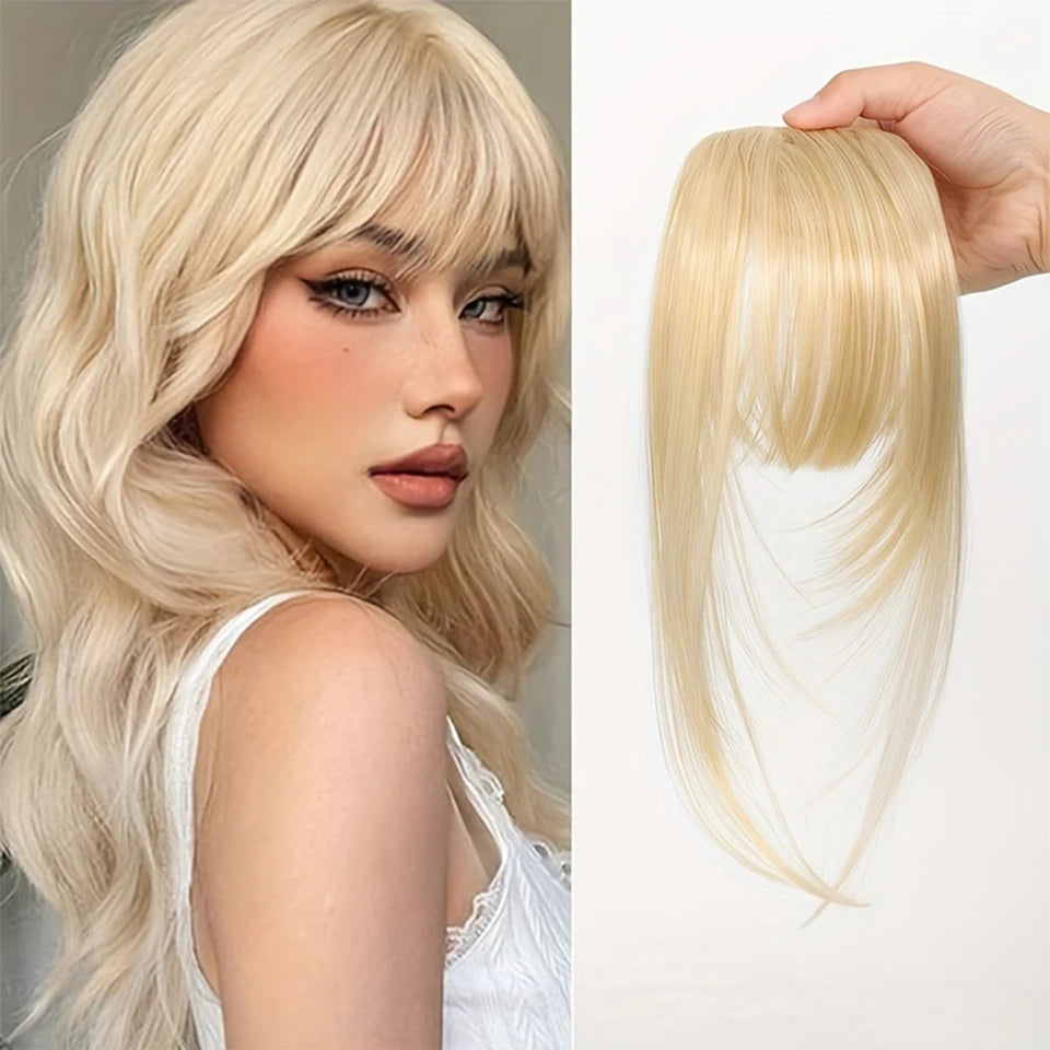 Women's Straight Synthetic Wigs Hair Extensions with Layered Bangs Side-Swept Bangs Natural-Looking Wig Hairpiece for Versatile Styling
