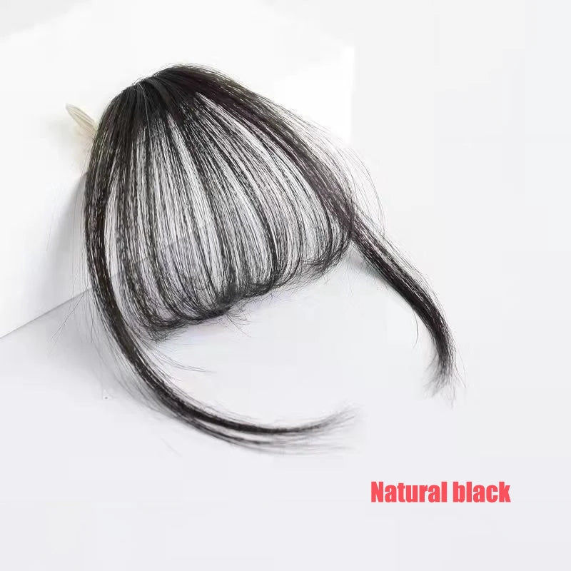 3D Remy Human Hair Wigs Air Bangs For Girl Women Forehead Reissue ONE Clip in Wig Hair Accessories and Extensions Natural Fringe Hairpiece 4 Colors Hair Style