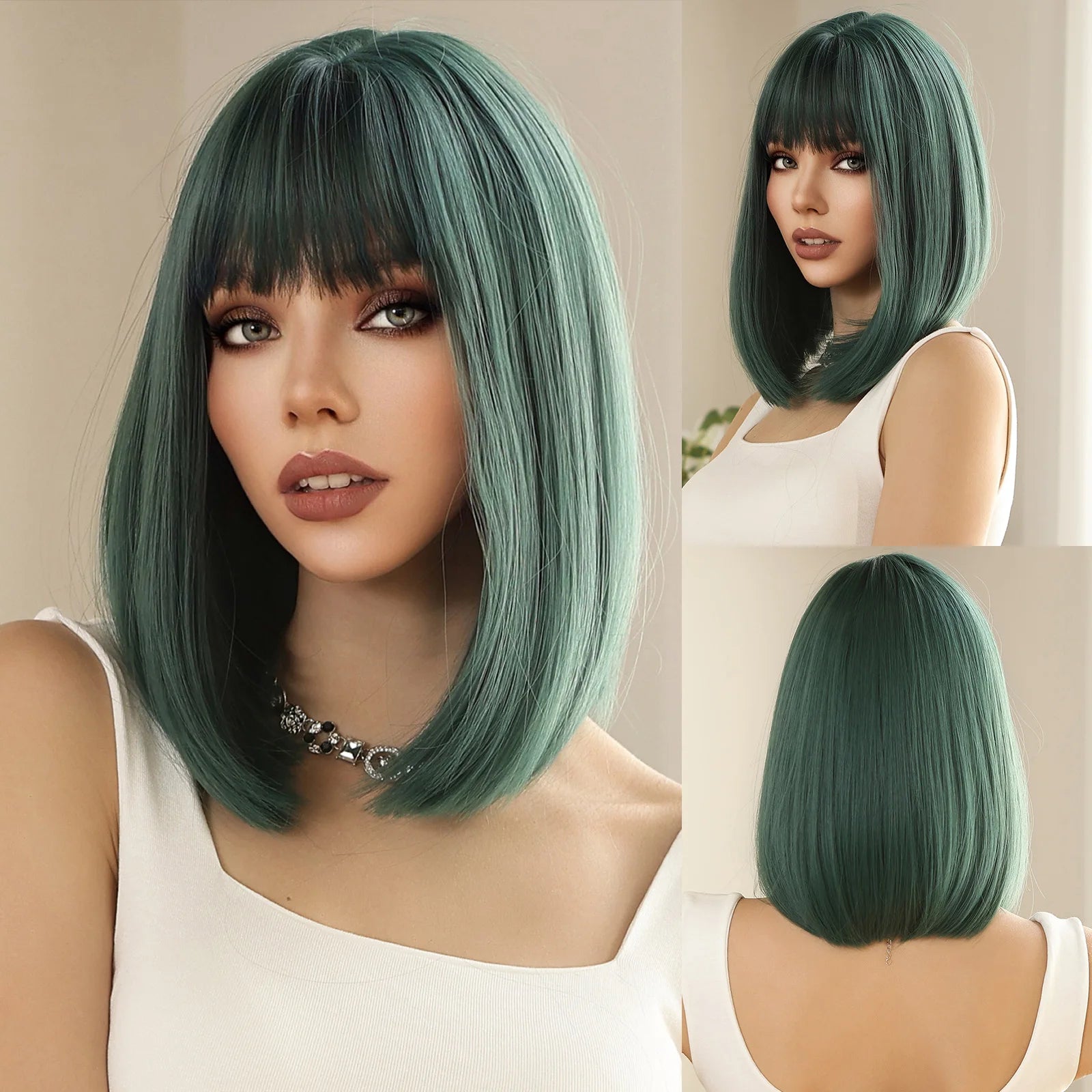Blonde Short Curly Bob Synthetic Wig with Bangs Platium Golden Lolita Cosplay Wigs for Women Daily Party Cosplay Heat Resistant of Hair Wigs