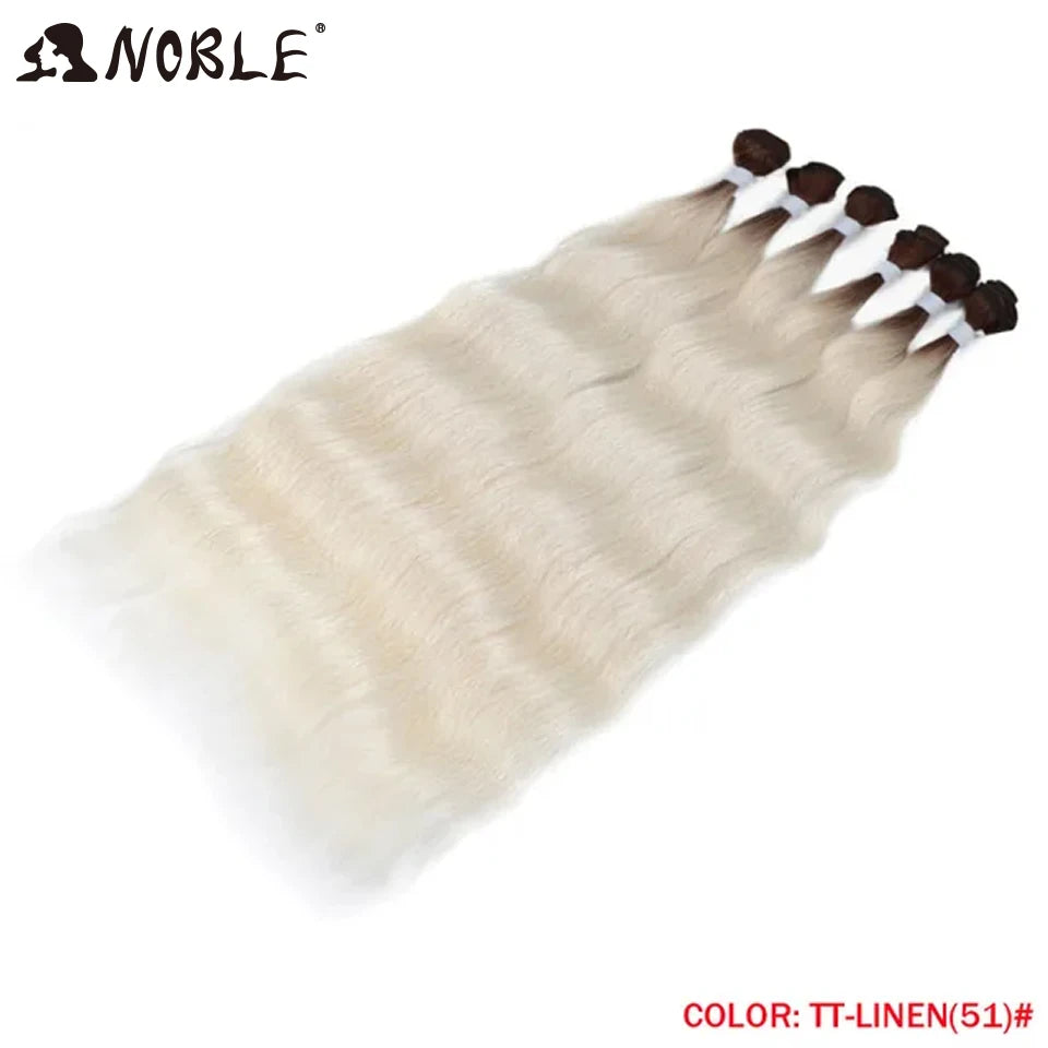Noble Hair Wigs Water Wave Hair Bundles Synthetic Hair Extensions and Accessories Ombre Blonde Hair Weave Bundles 6Pcs/Pack 20 Inch Wig Hair Extensions
