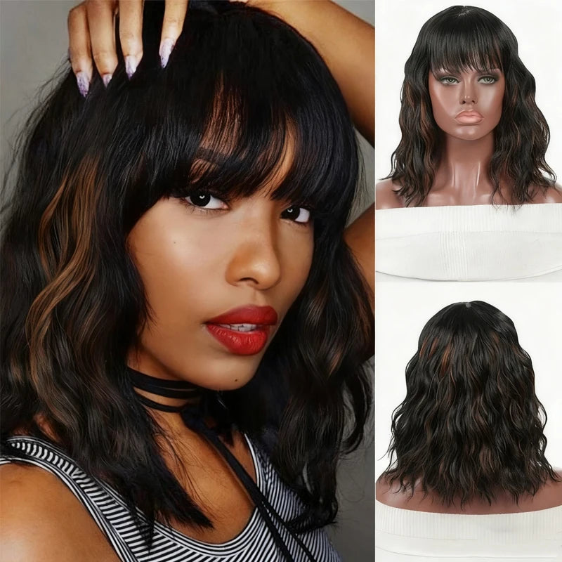 14Inch Pink Wig for Women Short Wavy Pastel Pink Hair Wigs with Lace Shoulder Length Middle Part Curly Wavy of Wigs