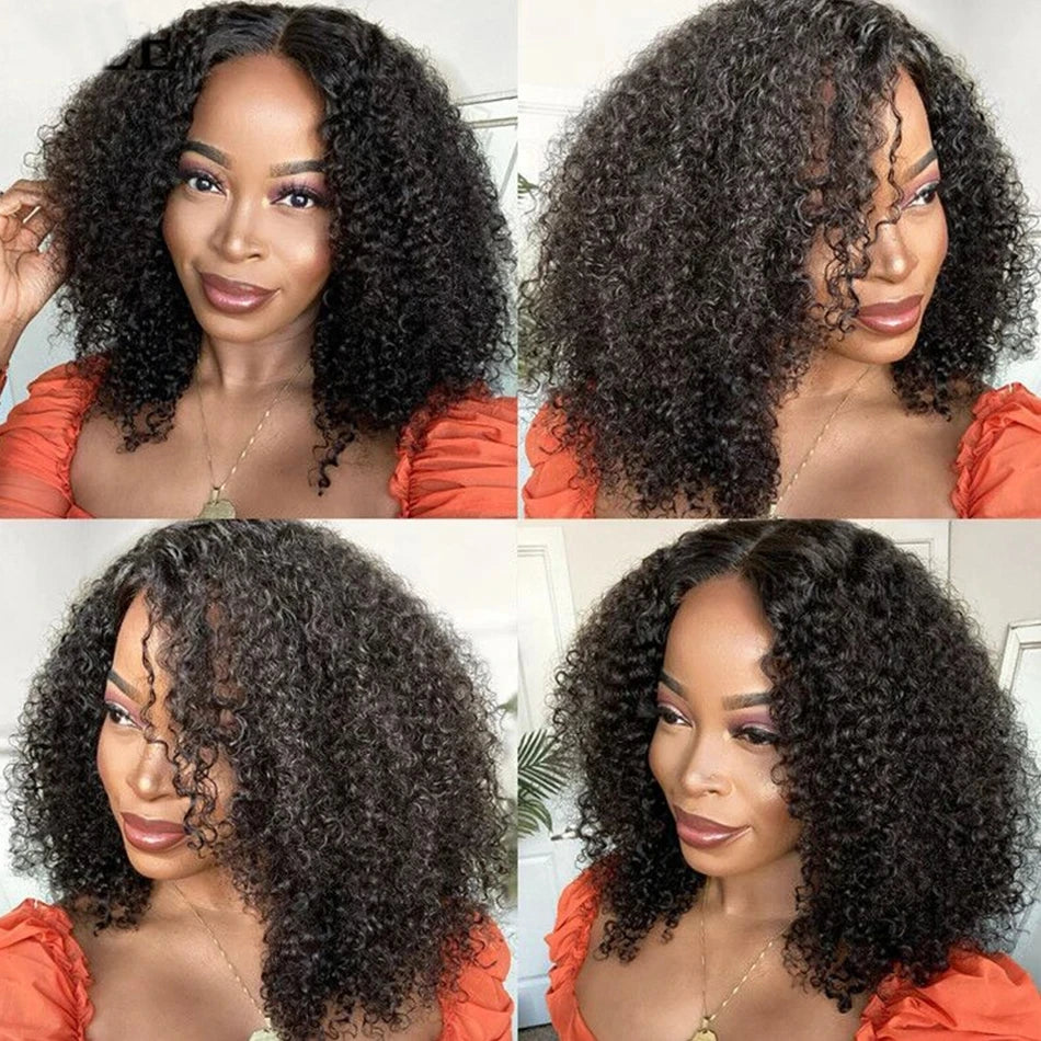 Mongolian Kinky Curly Wig Human Hair 13x4 Curly Lace Front Human Hair Wigs Hair Kinky Curly Lace Closure Wig For Women 180 Density