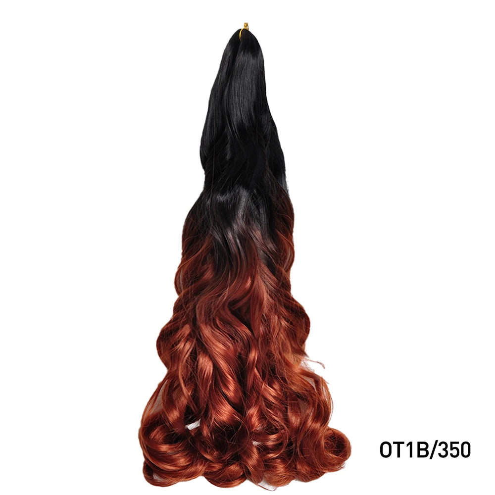 French Curly Braiding Hair Wigs Pre Stretched Bouncy Braiding Wig Hair Easy Braid Curl Braids, Lightweight Synthetic Wavy Hair Accessories and Extensions for Women