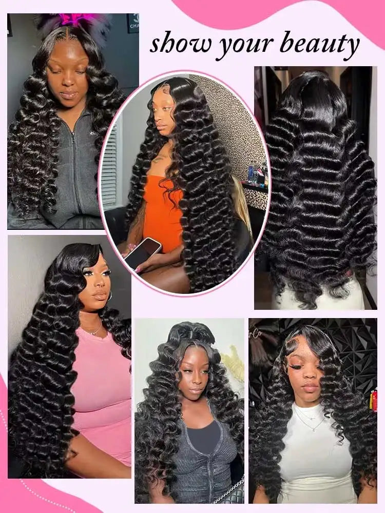 13x6 Wig HD Lace Loose Deep Wave Frontal Hair Style Wigs 40 42 Inch Deep Curly Lace Front Human Hair Wigs Preplucked Glueless Wig Human Hair