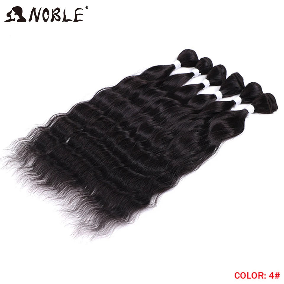 Noble Hair Wigs Water Wave Hair Bundles Synthetic Hair Extensions and Accessories Ombre Blonde Hair Weave Bundles 6Pcs/Pack 20 Inch Wig Hair Extensions