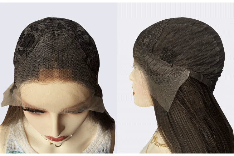 Authentic European Blonde Synthetic Wigs Brown Root short Hair Style Wig Jewish Hair 13x4 Lace Front Wig For Women Daily Party Use