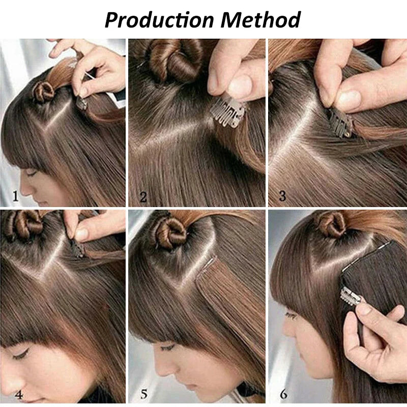 Wig Synthetic 24Inch 16Clips Long Curly Wigs Hair and Accessories Extension Heat Resistant Hair Extension Clips In Ombre Black Brown Blond Women