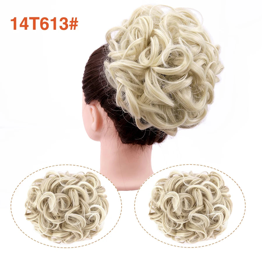 Leeons Syntheic Chignon Hair Wigs piece Curly Bun Hair Extensions and Accessories Scrunchie Updo Hair Pieces Combs In Messy Bun Hair Piece For Women Wig