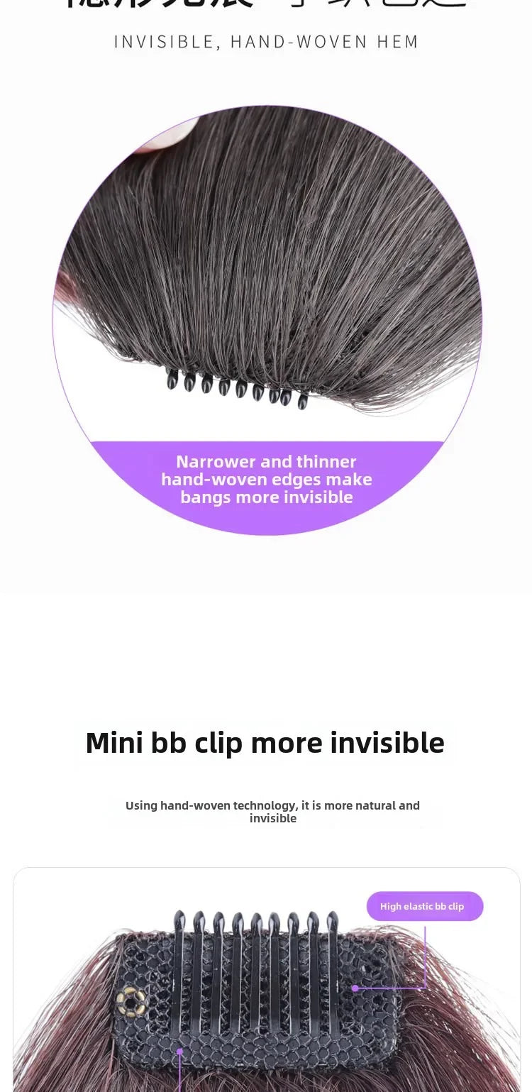 3D Remy Human Hair Wigs Air Bangs For Girl Women Forehead Reissue ONE Clip in Wig Hair Accessories and Extensions Natural Fringe Hairpiece 4 Colors Hair Style