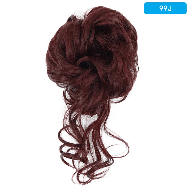AZQUEEN Messy Bun Hair Extension Synthetic Elastic Band Curly Wave Chignon Scrunchies Donut Updo Hairpiece For Women