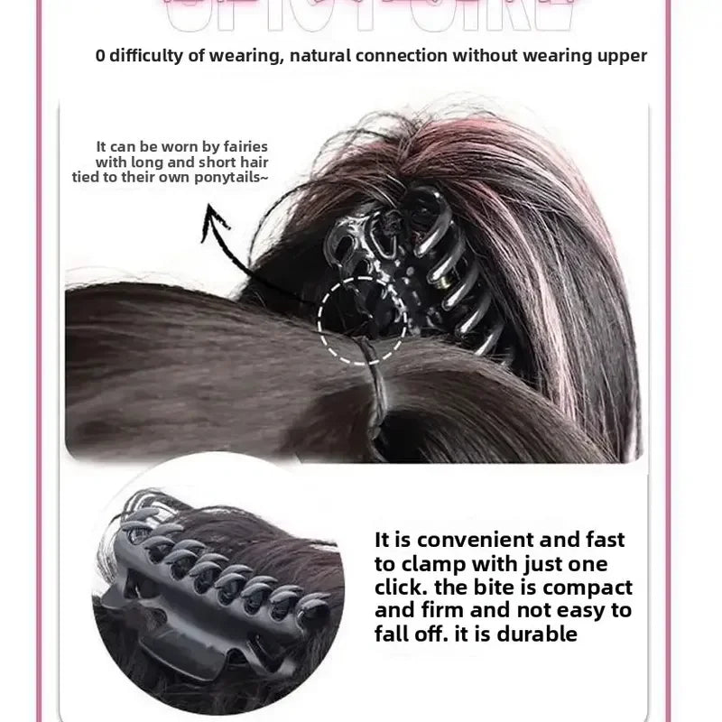 12Inch Short Wavy Synthetic Claw Clip Ponytail Hair Extensions and accessories wigs Heat Resistant Hair Ponytail With Grab Clips For Women Hair Style Daily Use
