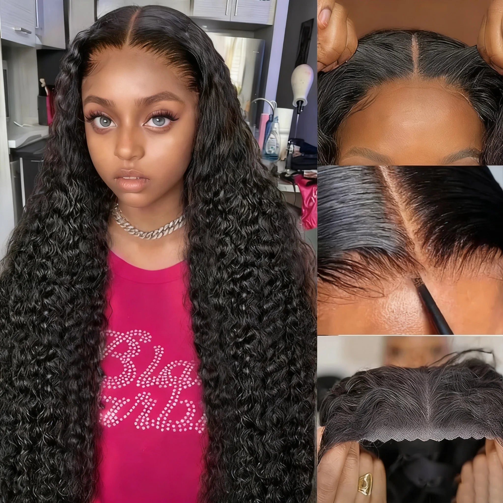 Golden Deep Wave 13x4 13x6 HD Lace Frontal Wigs Human Hair Water Curly Front Wig 5x5 Glueless Human Hair for Women Hair Style