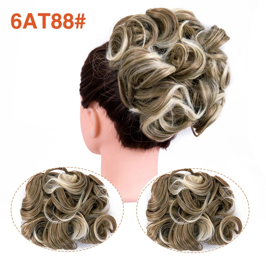 Leeons Syntheic Chignon Hair Wigs piece Curly Bun Hair Extensions and Accessories Scrunchie Updo Hair Pieces Combs In Messy Bun Hair Piece For Women Wig