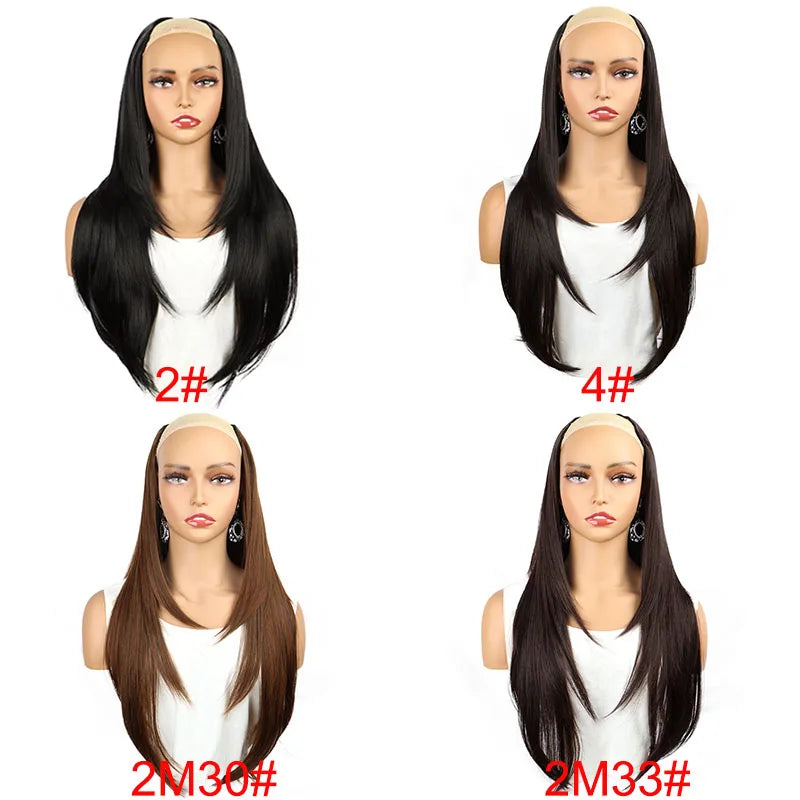 Wigs WIGSIN 22Inch Synthetic V-shaped Layered 4 Clips Long Straight Hair Extension and Accessories Fashion Invisible Hairpiece Wig for Women Daily Use