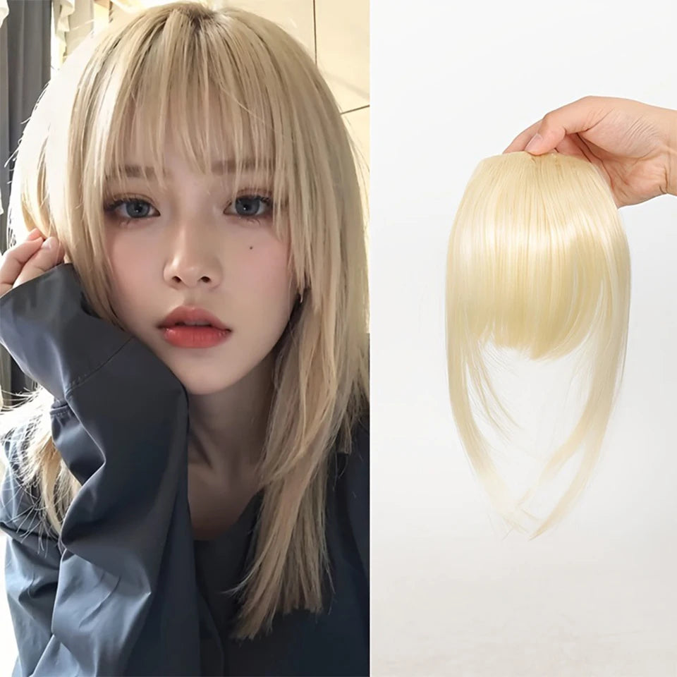 Women's Straight Synthetic Wigs Hair Extensions with Layered Bangs Side-Swept Bangs Natural-Looking Wig Hairpiece for Versatile Styling