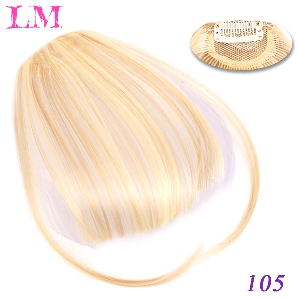 LM Curly Straight Hair Wigs Bangs Clip Natural Hair Style Black Dark Brown Light Brown Synthetic Heat-Resistant Fiber Suitable For Women Wig