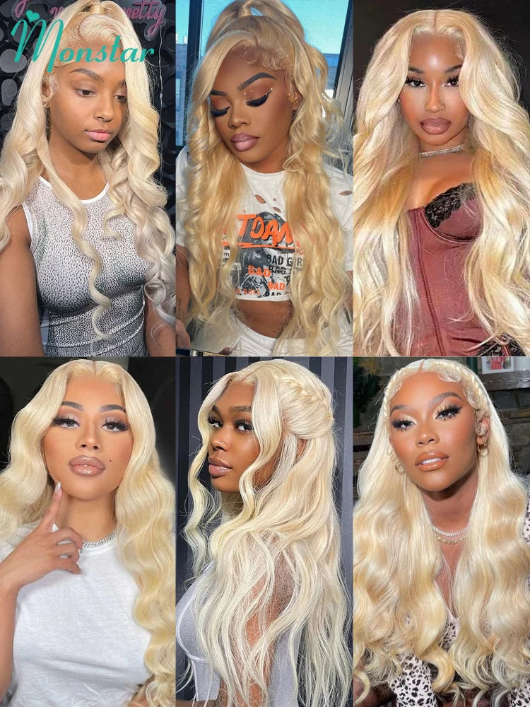 13x4 13x6 360 HD Transparent 613 Lace Frontal Wig Honey Blonde Color Brazilian Raw Body Wave Lace Front Human Hair Wig For Women