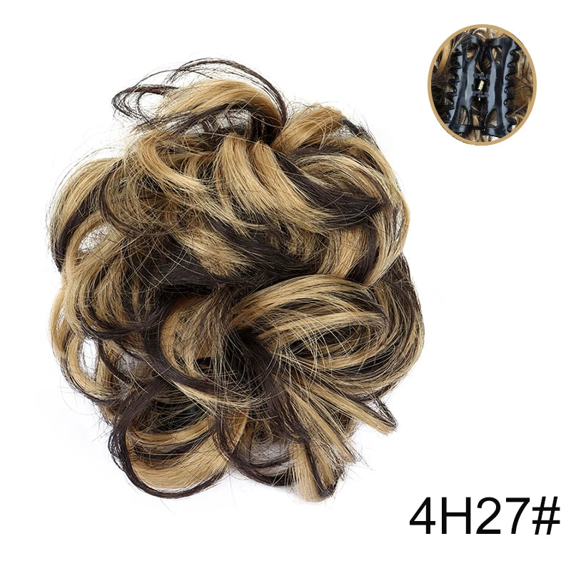 Synthetic Messy Wigs Bun Hair Chignon Updo Claw Clip Hair Extension and Accessories Short Curly Wavy Black Blonde Hairpiece for Women of Hair Wig