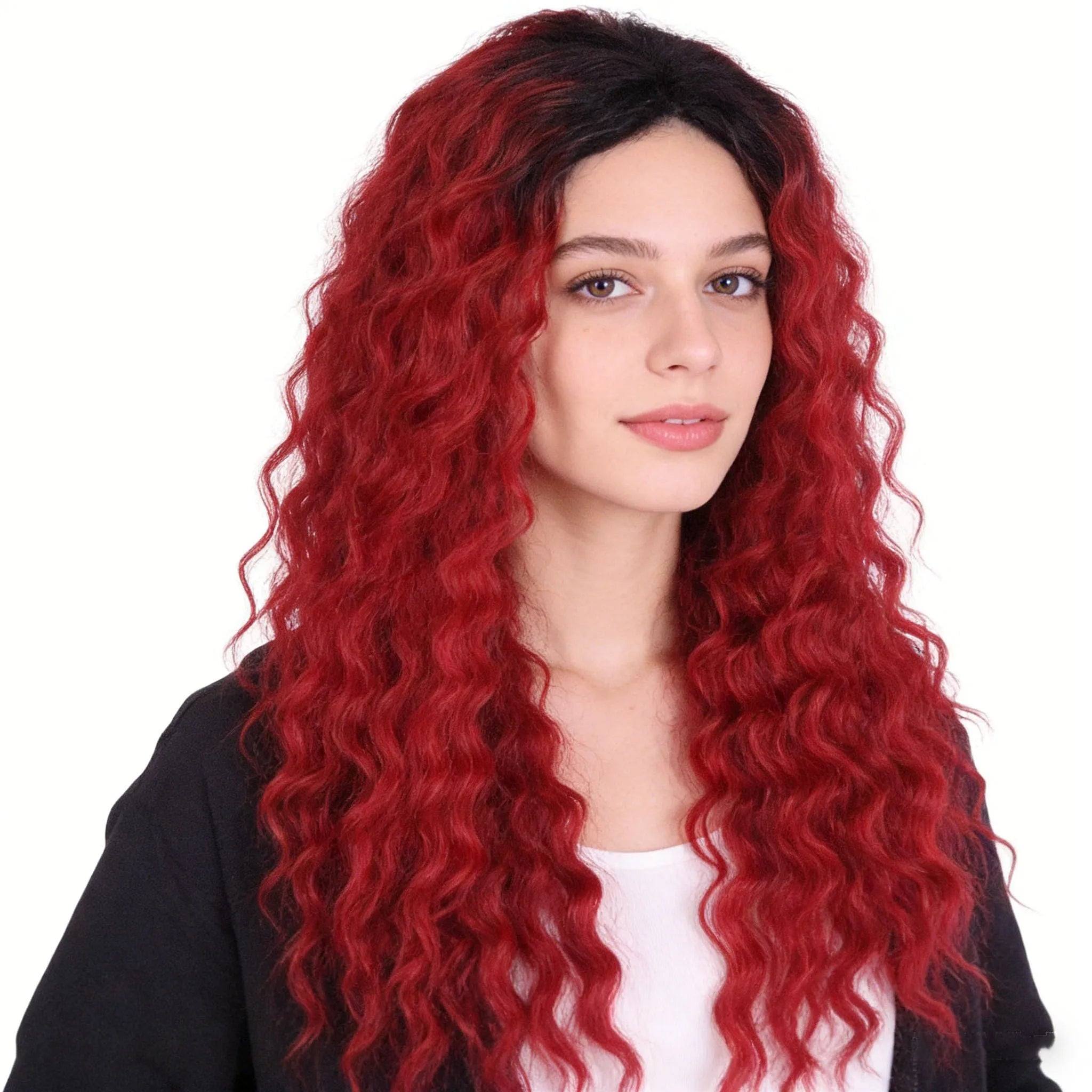 Womens Wig Long Synthetic Hair Ombre Blonde Curly Hair Wigs Female Natural Wavy Drag Queen Regular Wig 80s Gradient Hair Style Wigs for Student