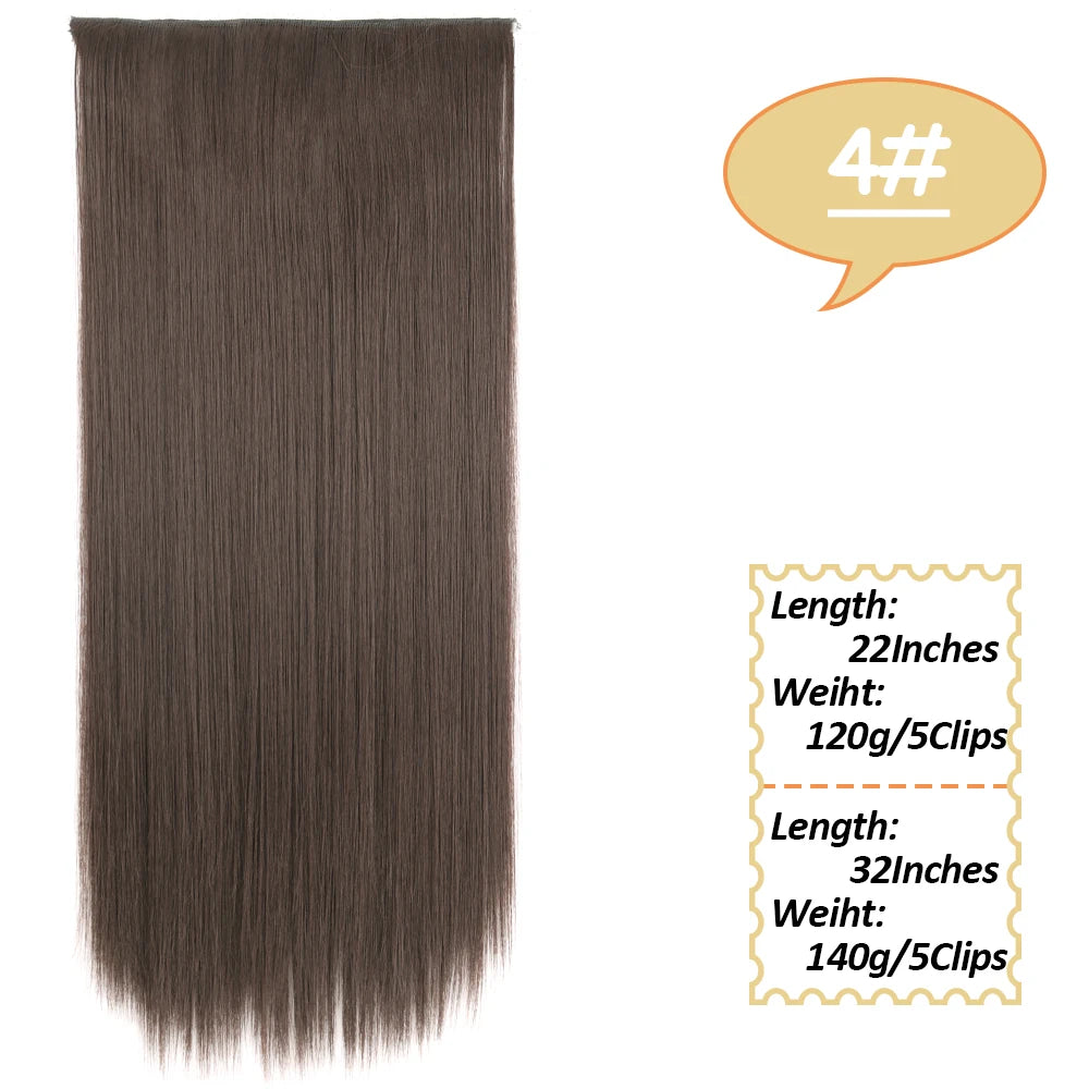 NICESY Synthetic Long Wavy 5 Clips Hair Extensions 22Inch/32Inch Clip On Hair Extensions High Tempreture Fake For Women