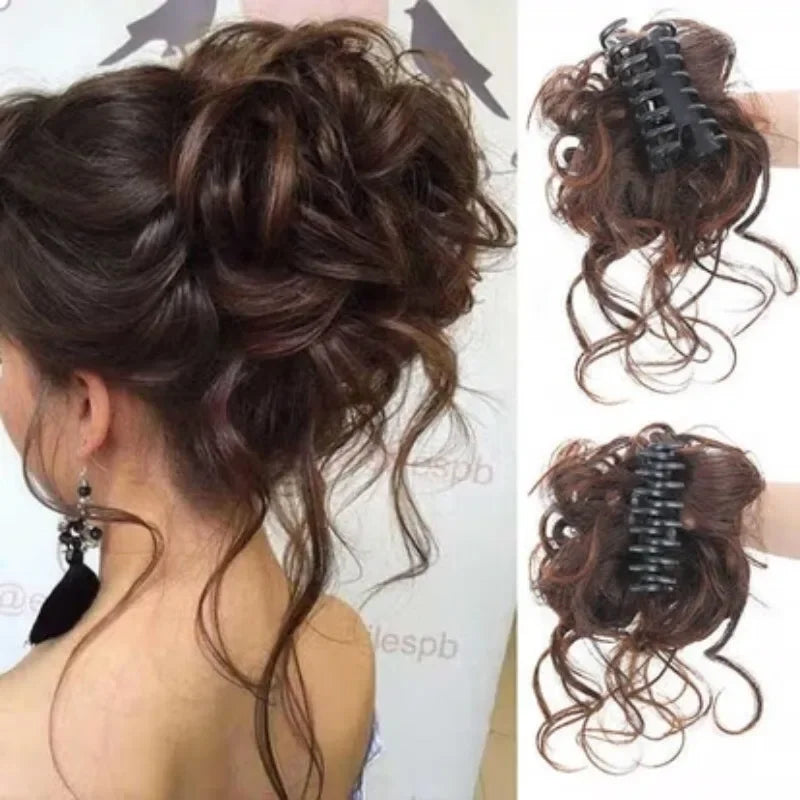 WIGSIN Synthetic Messy Bun Wig Extension and Accessories Claw Clip in Hair Wigs Piece Hair Buns Short Curly Hair for Women Daily Use