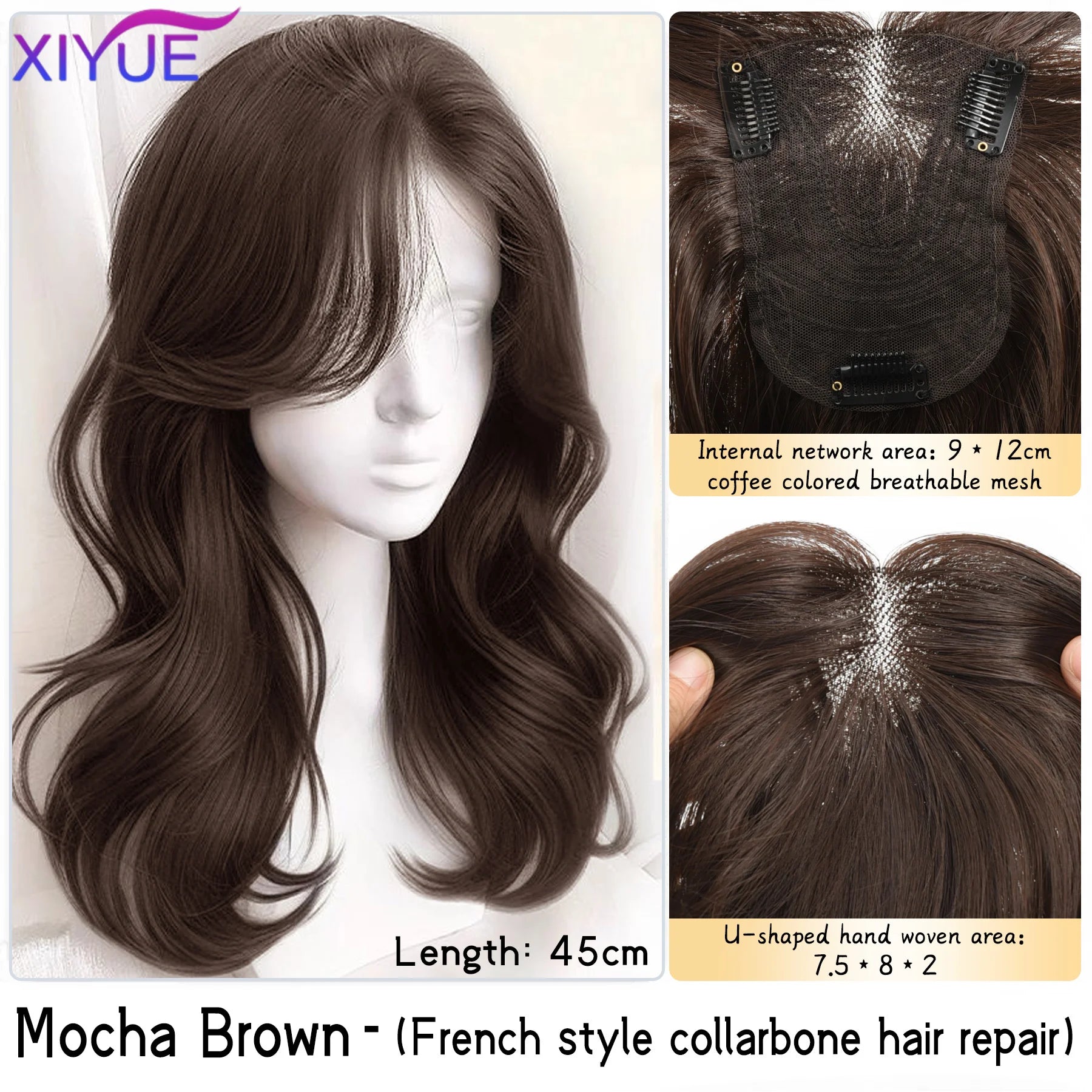 Synthetic Long Straight Layered Wigs Hair Clip in Hair Extensions and Accessories Natural Fluffy Head Top Fake Hair Piece with Bang Clip for Women Wig Daily Use