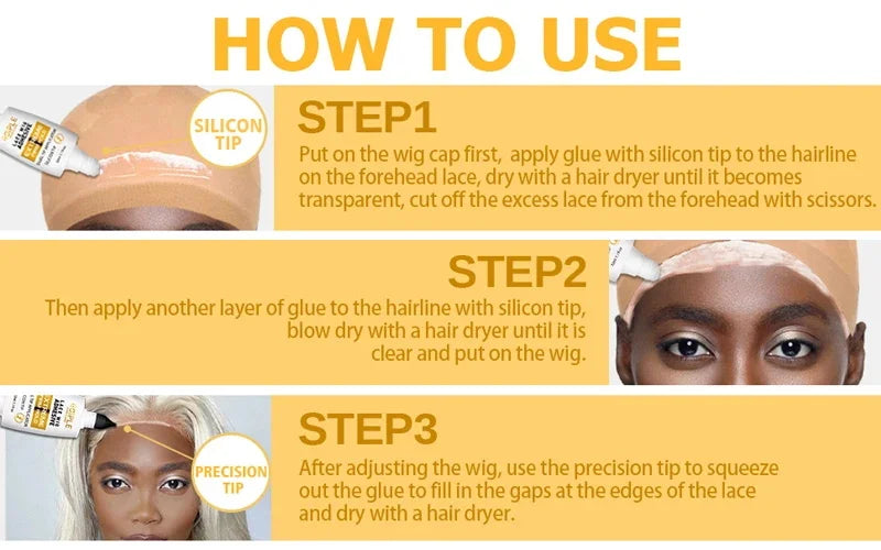 Wig Adhesive Double-ended Applicator Fast-dry Invisible Bonding, Hair Wigs Wax Stick Smoothing Broken Hair & Edge Control Wax for Wigs