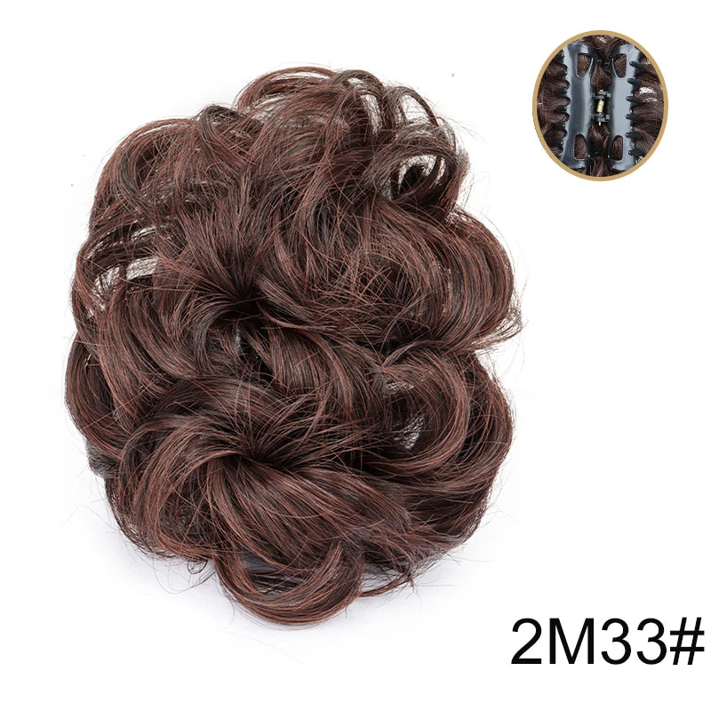 Synthetic Messy Wigs Bun Hair Chignon Updo Claw Clip Hair Extension and Accessories Short Curly Wavy Black Blonde Hairpiece for Women of Hair Wig