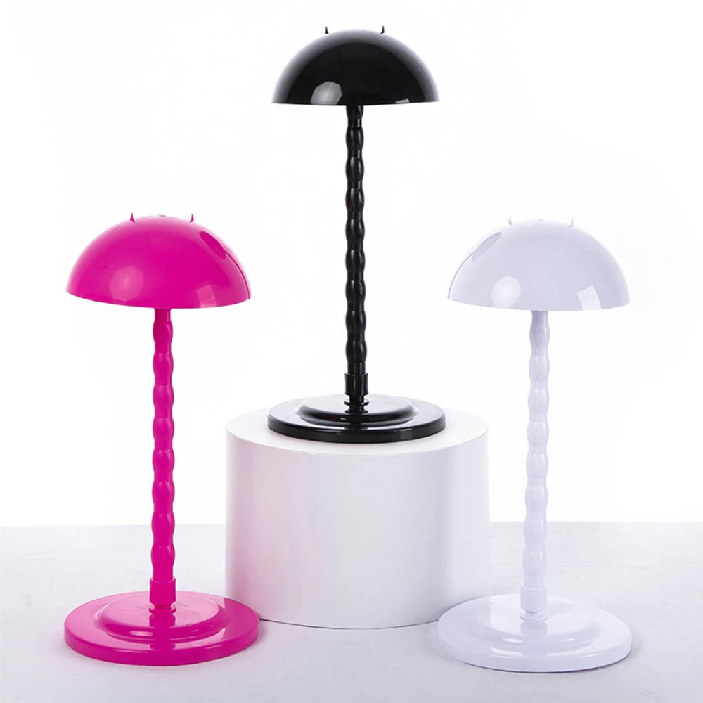 Wig Stand Mushroom Top Plastic Folding Stable Durable Hair Wigs Portable Head Hat Cap Display Holder Tools For Styling Wigs Toupee