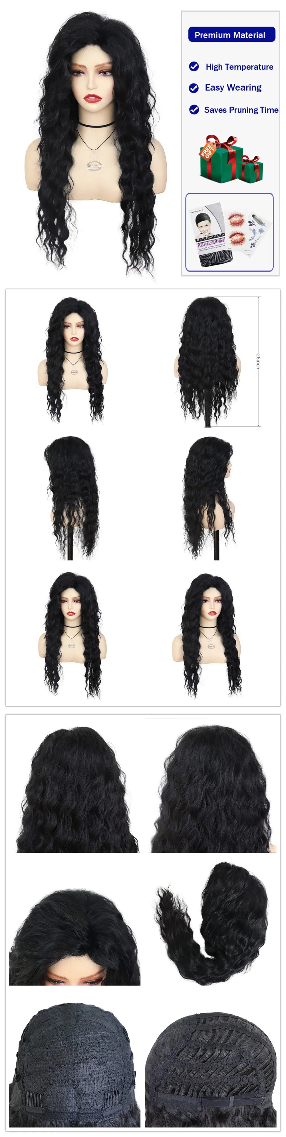 Womens Wig Long Synthetic Hair Ombre Blonde Curly Hair Wigs Female Natural Wavy Drag Queen Regular Wig 80s Gradient Hair Style Wigs for Student
