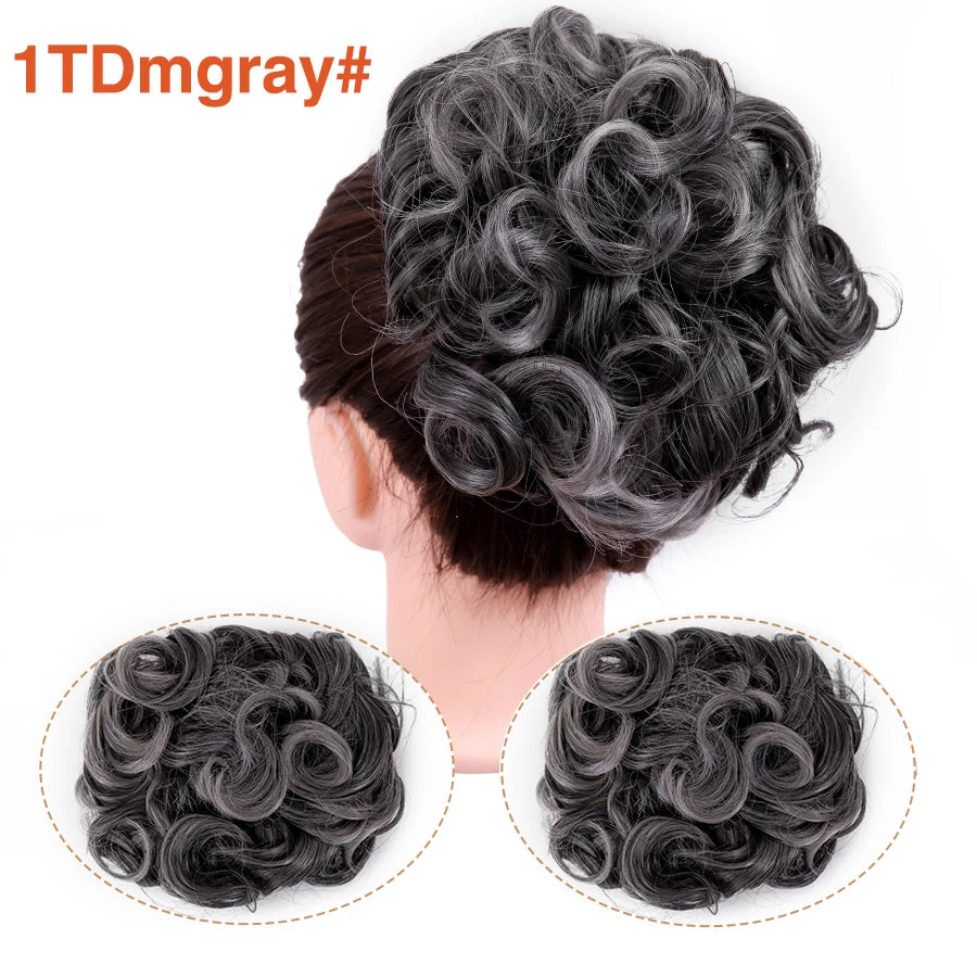 Leeons Syntheic Chignon Hair Wigs piece Curly Bun Hair Extensions and Accessories Scrunchie Updo Hair Pieces Combs In Messy Bun Hair Piece For Women Wig
