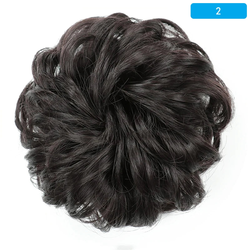 AZQUEEN Messy Bun Hair Extension Synthetic Elastic Band Curly Wave Chignon Scrunchies Donut Updo Hairpiece For Women