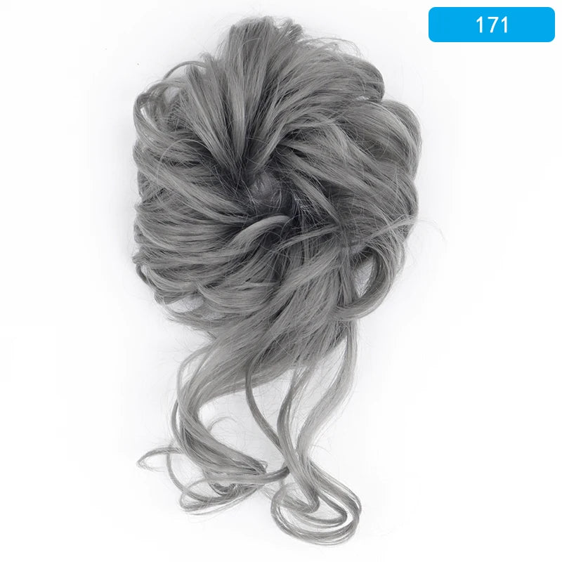 AZQUEEN Messy Bun Hair Extension Synthetic Elastic Band Curly Wave Chignon Scrunchies Donut Updo Hairpiece For Women
