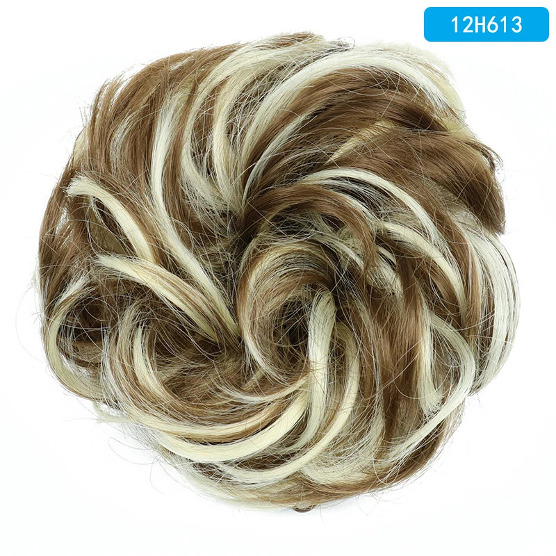 AZQUEEN Messy Bun Hair Extension Synthetic Elastic Band Curly Wave Chignon Scrunchies Donut Updo Hairpiece For Women