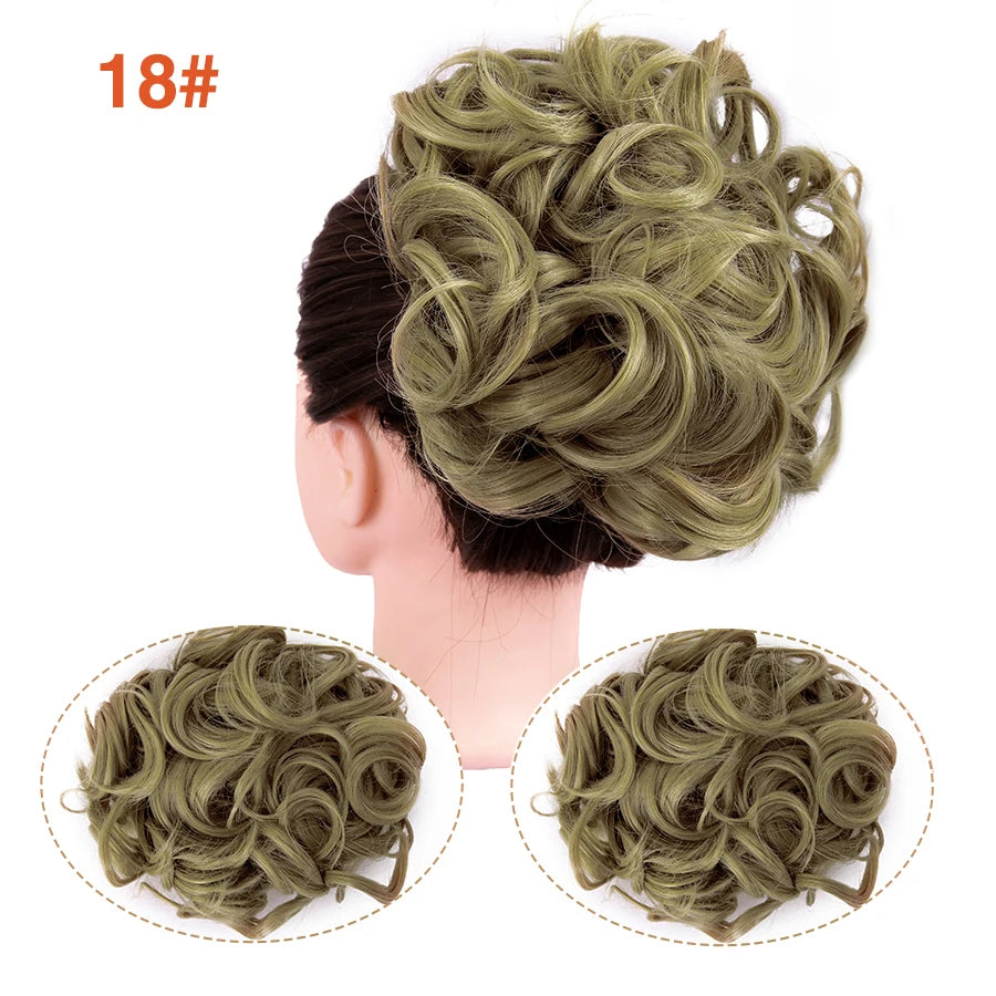 Leeons Syntheic Chignon Hair Wigs piece Curly Bun Hair Extensions and Accessories Scrunchie Updo Hair Pieces Combs In Messy Bun Hair Piece For Women Wig