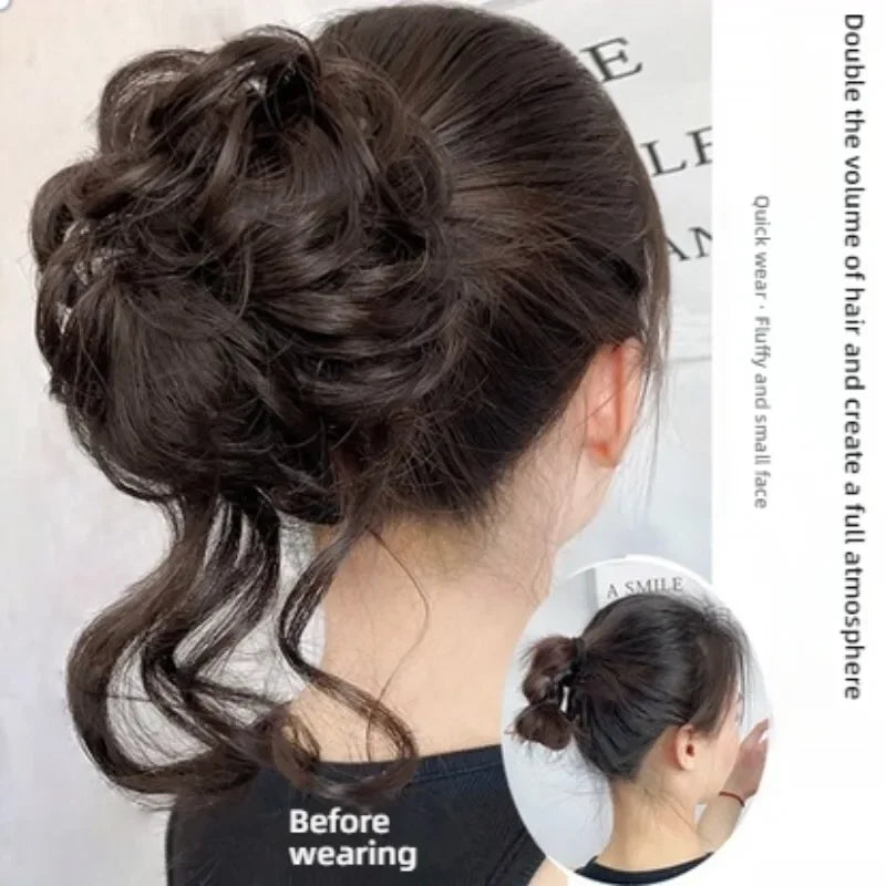 WIGSIN Synthetic Messy Bun Wig Extension and Accessories Claw Clip in Hair Wigs Piece Hair Buns Short Curly Hair for Women Daily Use