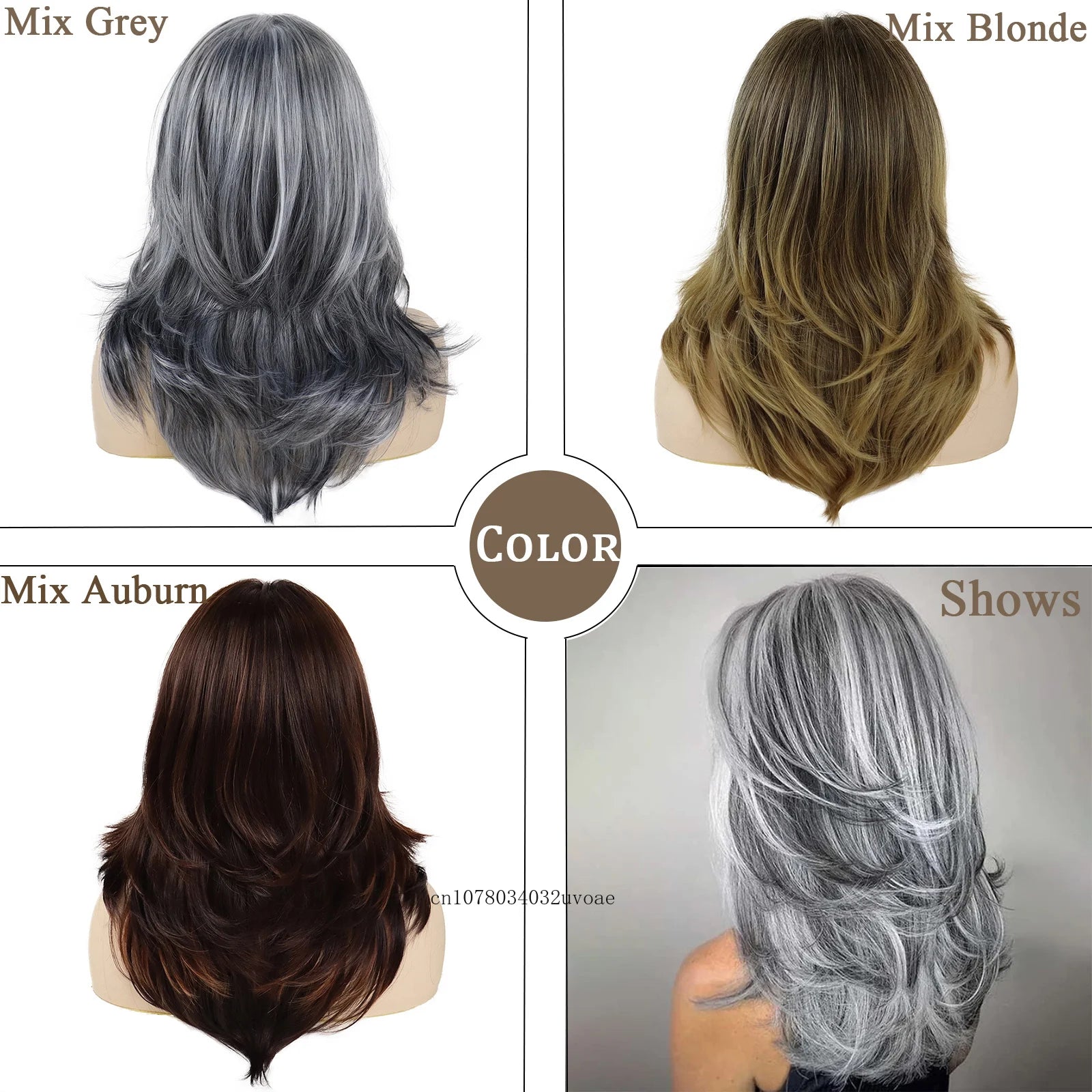 Synthetic Salt and Pepper Wigs with Curtain Bangs Long Hair Style Wig Natural Mix Silver Gray Wigs for White Women Halloween Costume