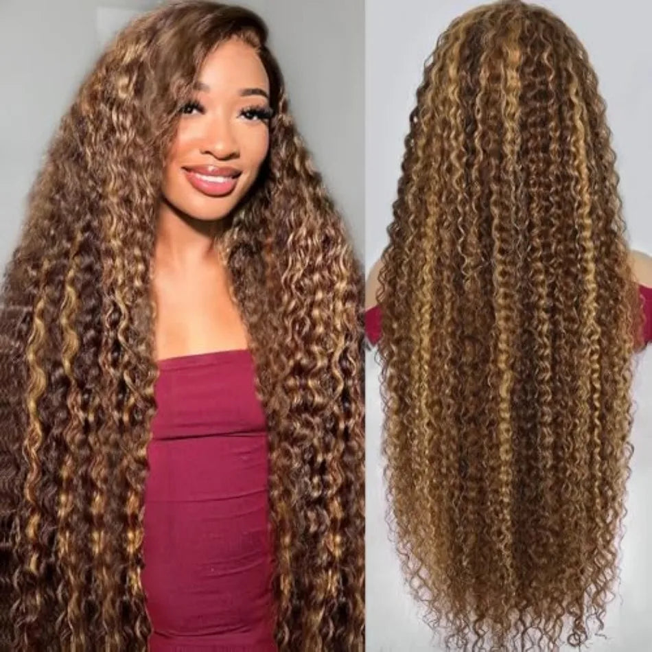 P427 Highlight Wig Human Hair Style Wigs Hd Lace Wig 13X6 Human Hair Deep Wave Frontal Wig Curly P1B30 Lace Front Hair Wigs Brazilian 250 Density