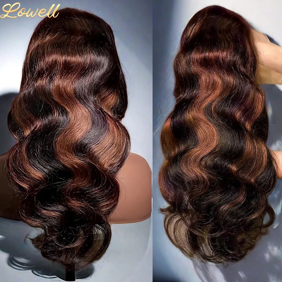 Body Wave Human Hair Wigs Highlight 13X6 hd Lace Frontal Wig 13X4 P4/27 Curly Front Wig 1B30 Brown Ombre Colored 100% Human Hair Style