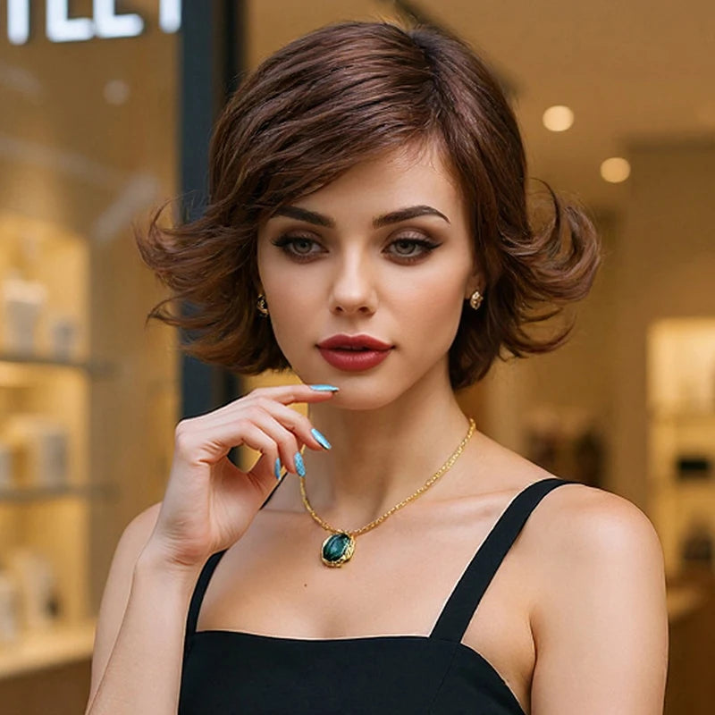 Wig for women, natural full head style, curly hair wigs short curly hair, hair cover Synthetic fiber wig