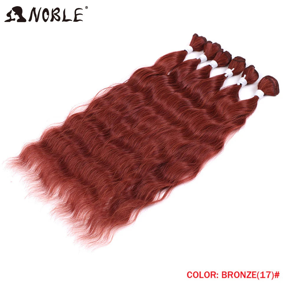 Noble Hair Wigs Water Wave Hair Bundles Synthetic Hair Extensions and Accessories Ombre Blonde Hair Weave Bundles 6Pcs/Pack 20 Inch Wig Hair Extensions