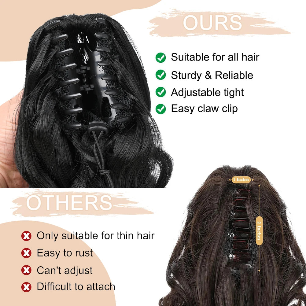 Short Ponytail Hair Extension and Accessories Wigs Synthetic Claw Curly Wavy Clip in Hairpiece Ponytail Hair Extension Short Pony Tail Synthetic Wig for Women