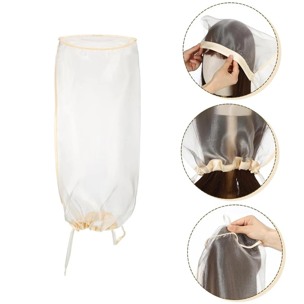 Wig Stand for All Wigs And Hair Wigs Storage Bags Adjustable Wig Bag with Drawstring Portable Travel Organizer for keep from Dirt Dust