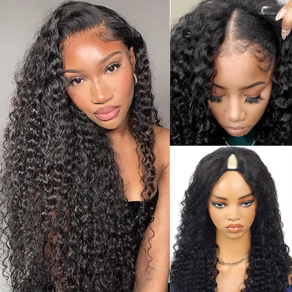 250% V Part Wig Human Hair No Leave Out Full Machine Made Afro Kinky Curly Human Hair Wigs For Women 100% Quality High Density