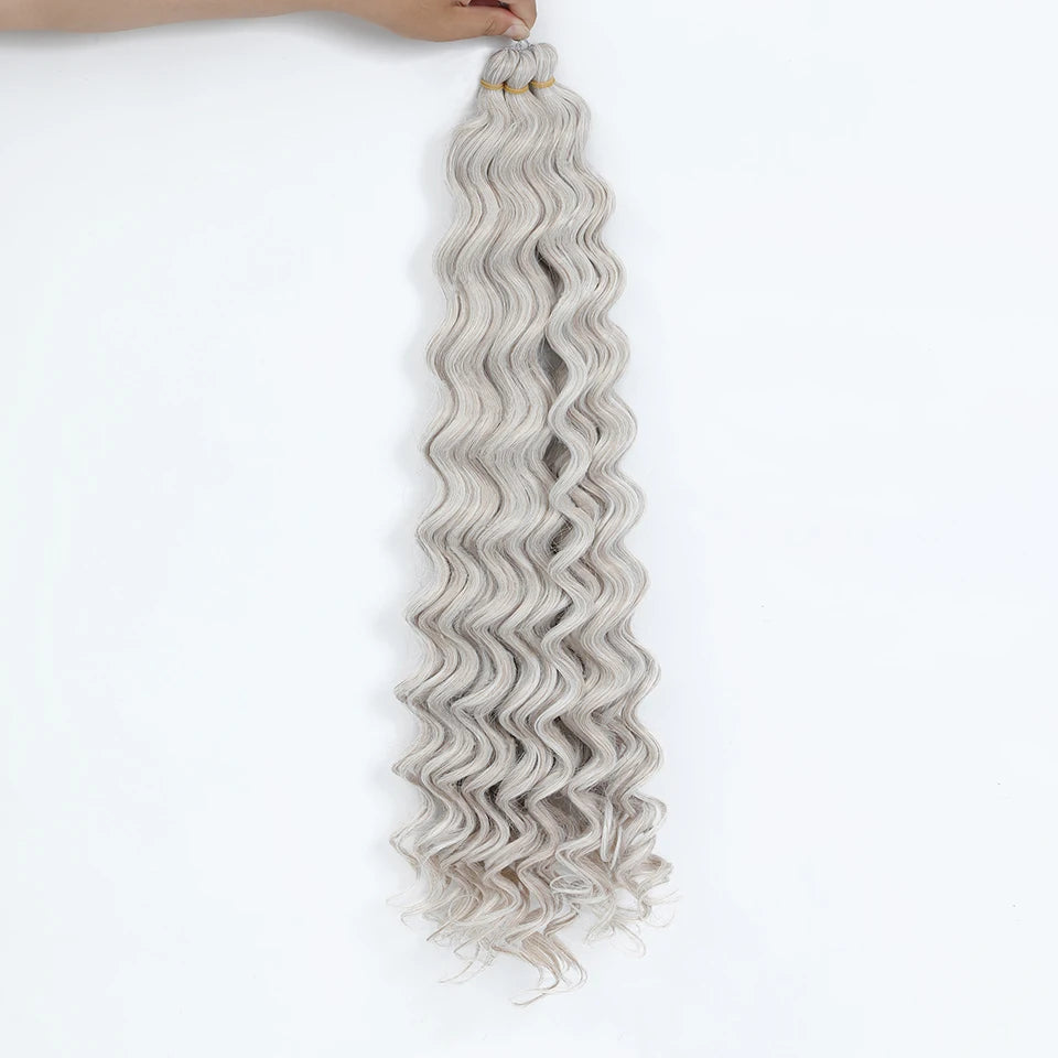 Wig Deep Wave Twist Braiding Hair Extensions and Accessories For Women High Quality Synthetic Crochet Braids Hair 24 Inch Wigs Ombre Bug Brown Afro Curls