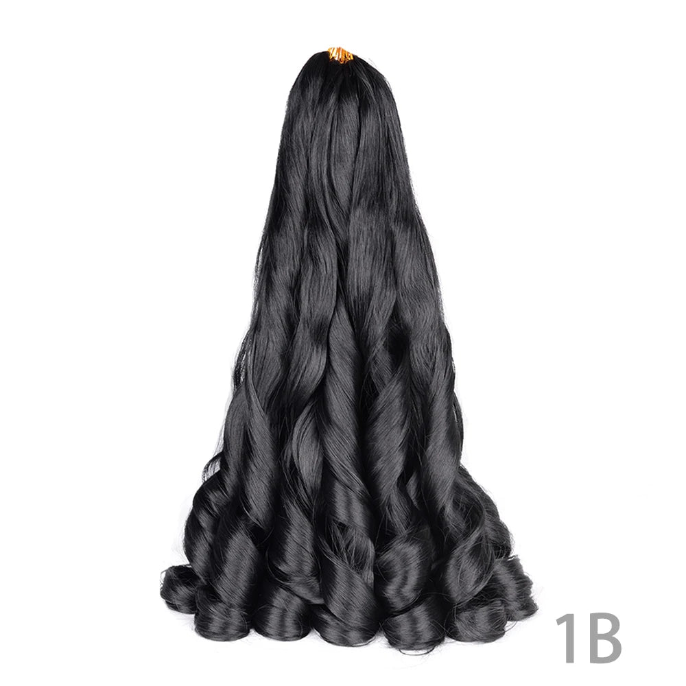 French Curly Braiding Hair Wigs Pre Stretched Bouncy Braiding Wig Hair Easy Braid Curl Braids, Lightweight Synthetic Wavy Hair Accessories and Extensions for Women