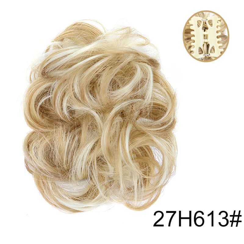 Synthetic Messy Wigs Bun Hair Chignon Updo Claw Clip Hair Extension and Accessories Short Curly Wavy Black Blonde Hairpiece for Women of Hair Wig