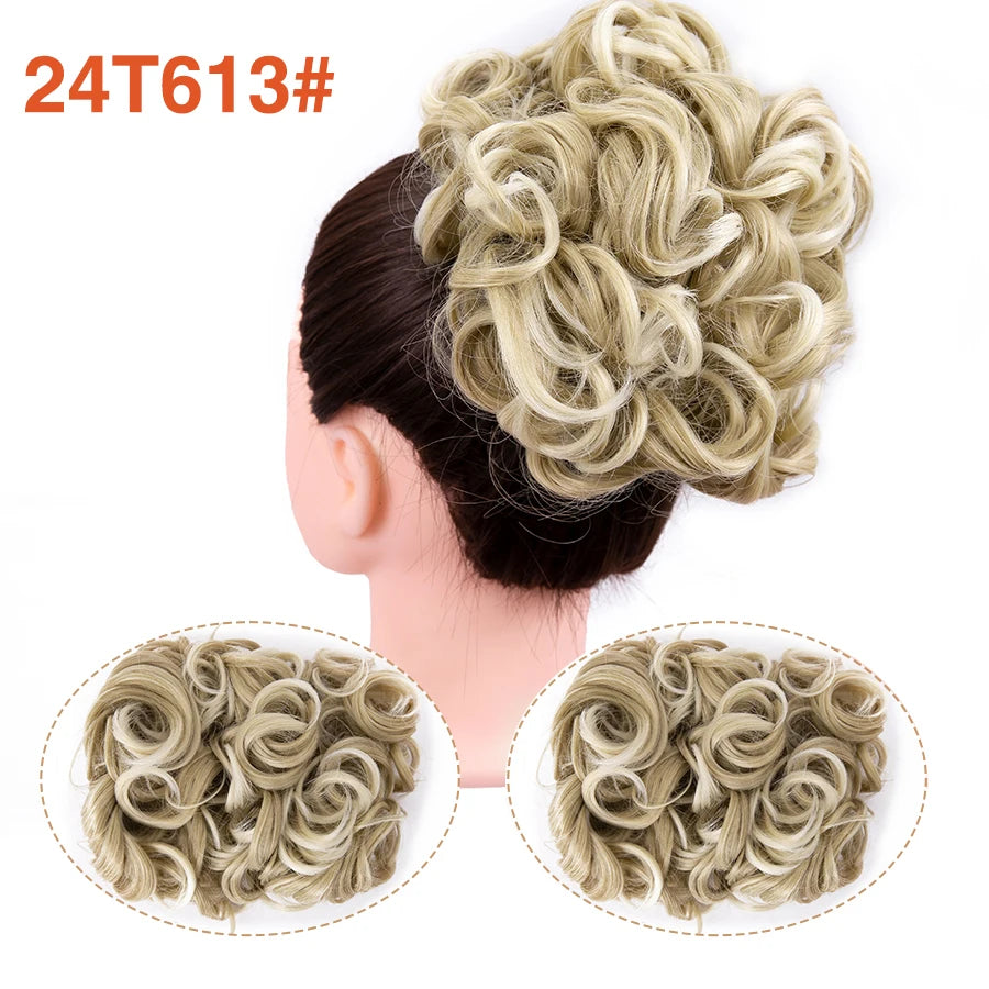 Leeons Syntheic Chignon Hair Wigs piece Curly Bun Hair Extensions and Accessories Scrunchie Updo Hair Pieces Combs In Messy Bun Hair Piece For Women Wig